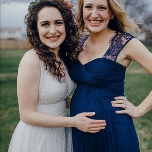 Maternity Formal Lace Navy Gown